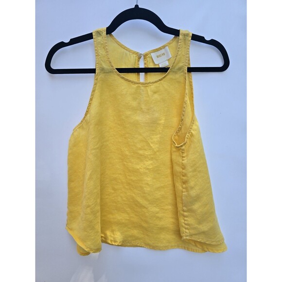Anthropologie Maeve Linen Swing Tank Top Bright Yellow  Sleeveless Sunshine S - Picture 3 of 6